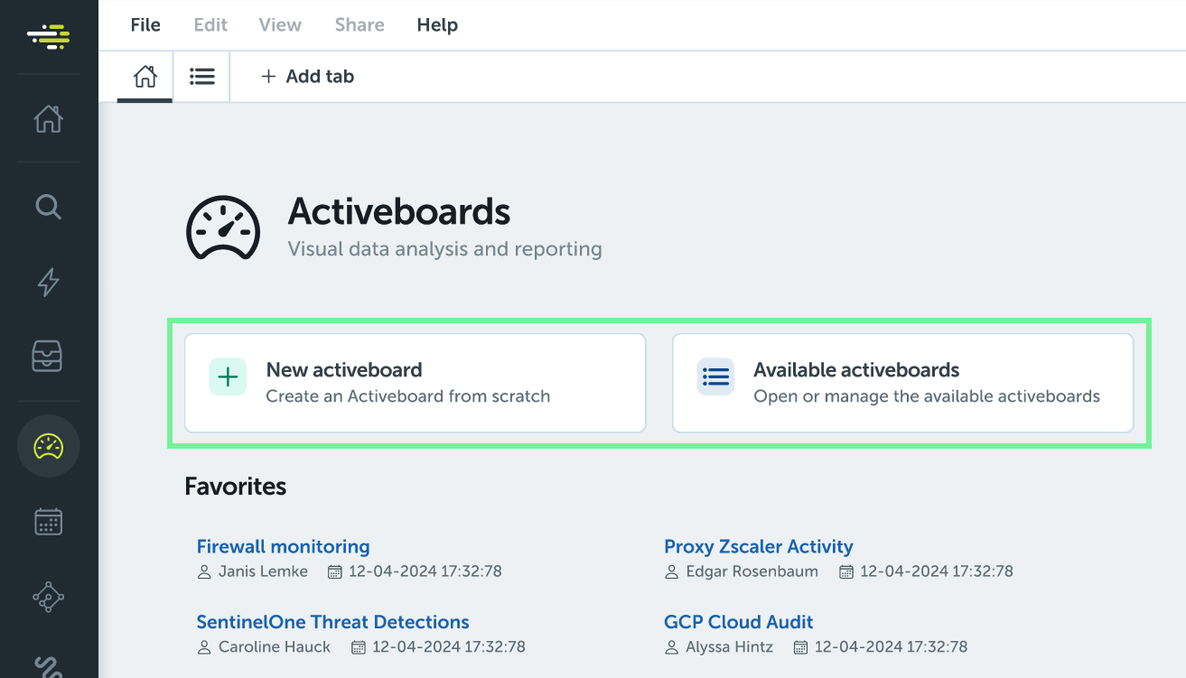Detail of Dashboard home