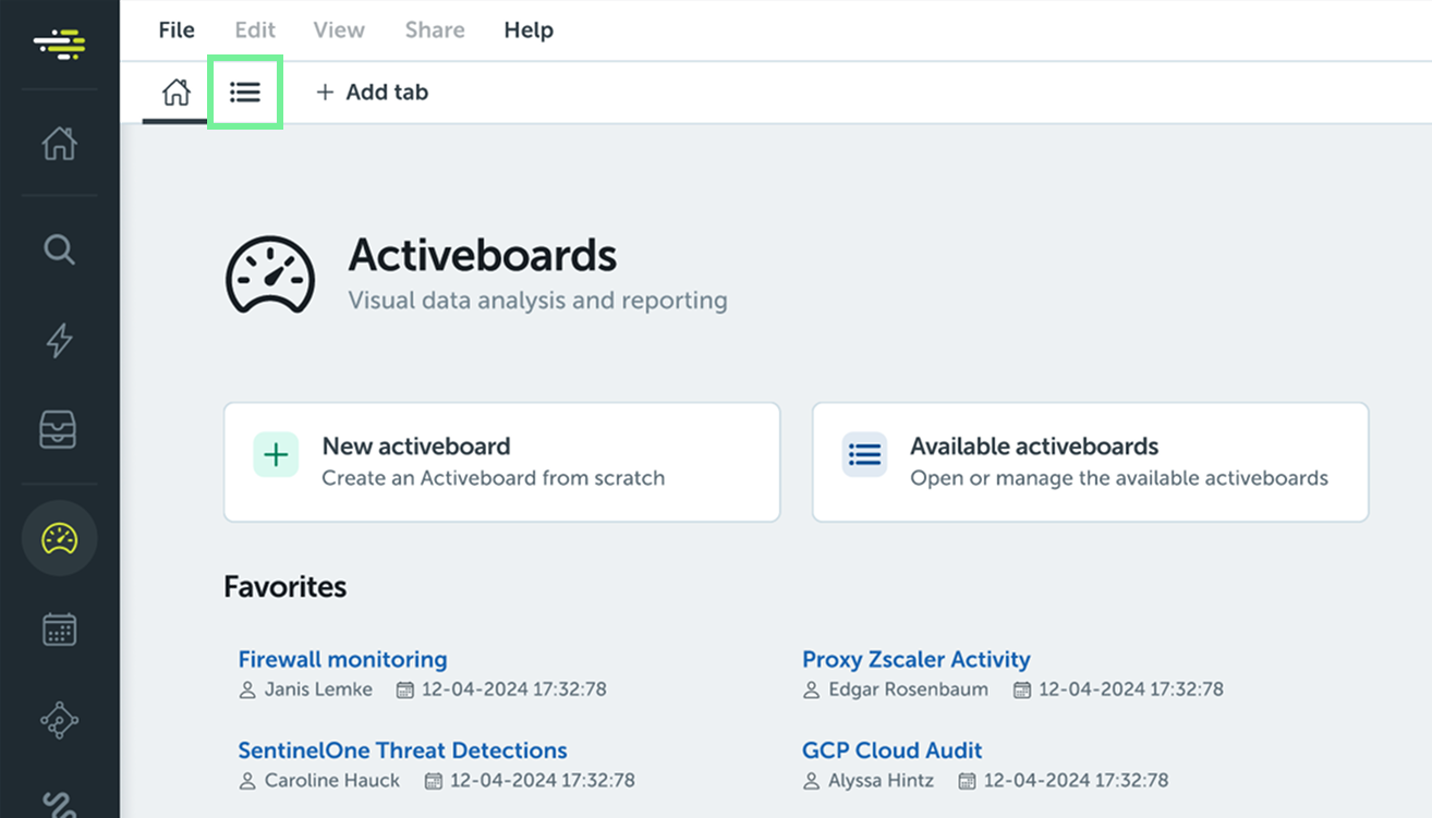 Detail of Dashboard home