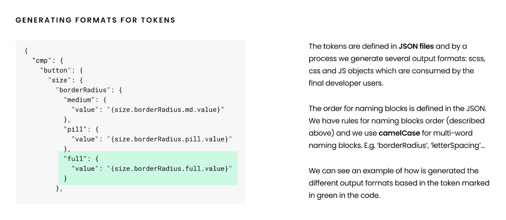 Naming depending on format for tokens