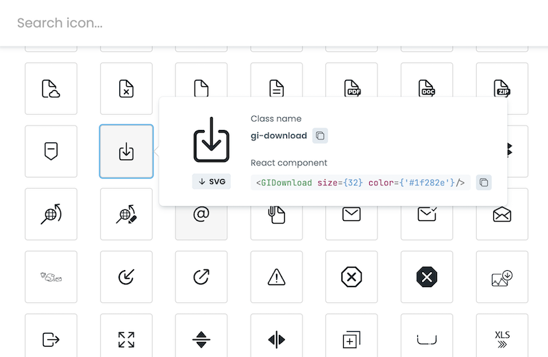 Storybook gallery for icons