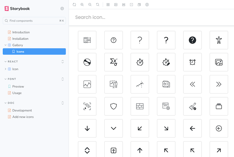 Storybook gallery for icons