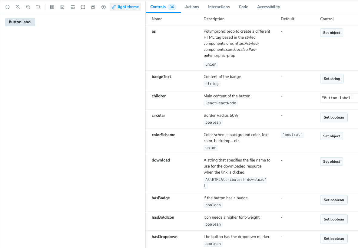 Playground for components in Storybook